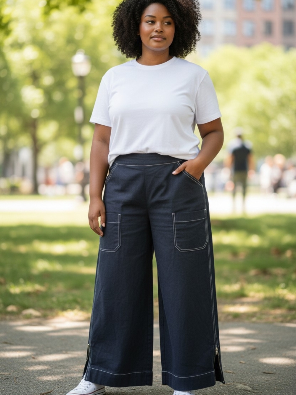 Maeve The Colette Adaptive Contrast Stitch Crop Wide Leg Size 32